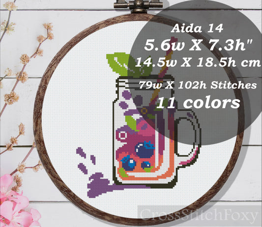Healthy drink cross stitch pattern