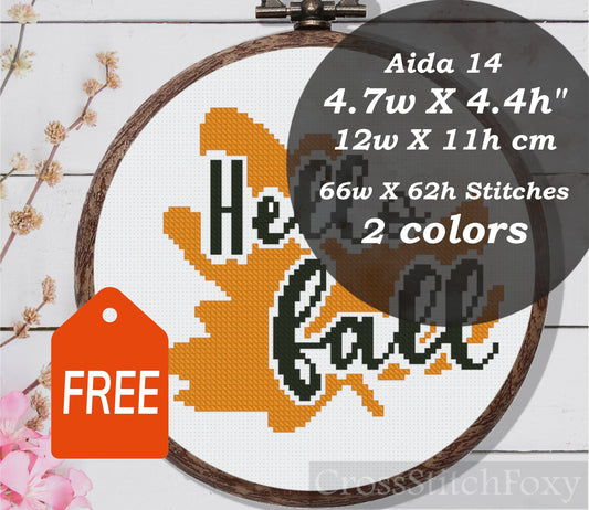 Hello Fall Quote Cross Stitch Pattern FREE