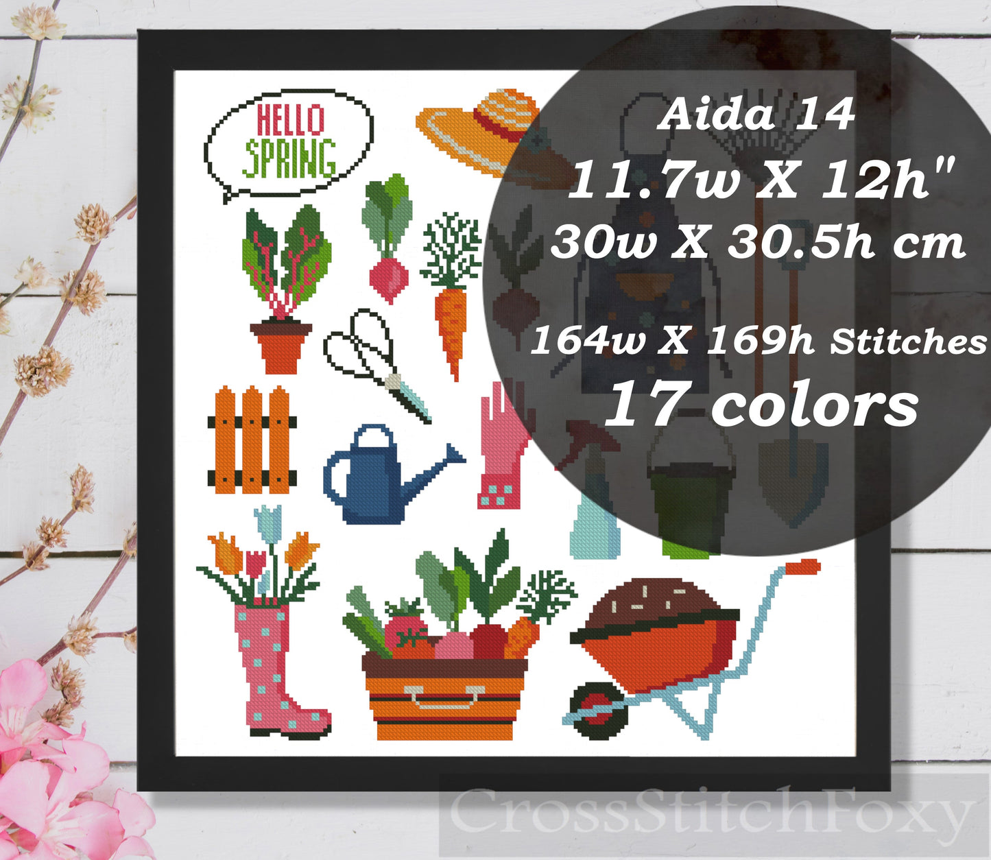 Hello Spring cross stitch pattern