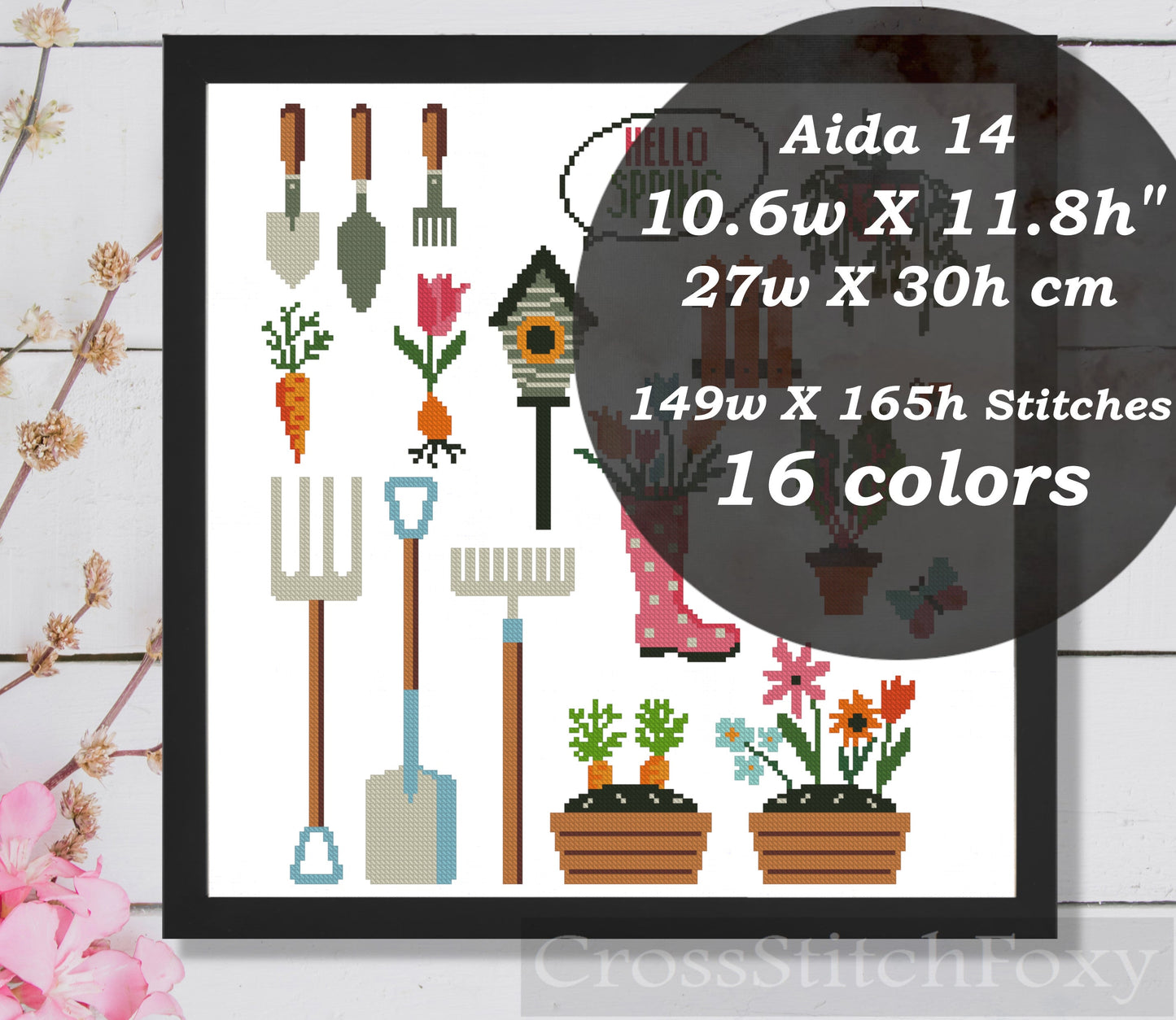 Hello Spring cross stitch pattern