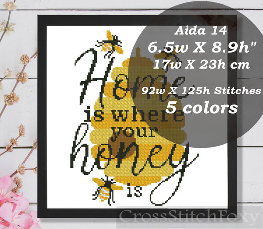 Home Bee Cross Stitch Pattern