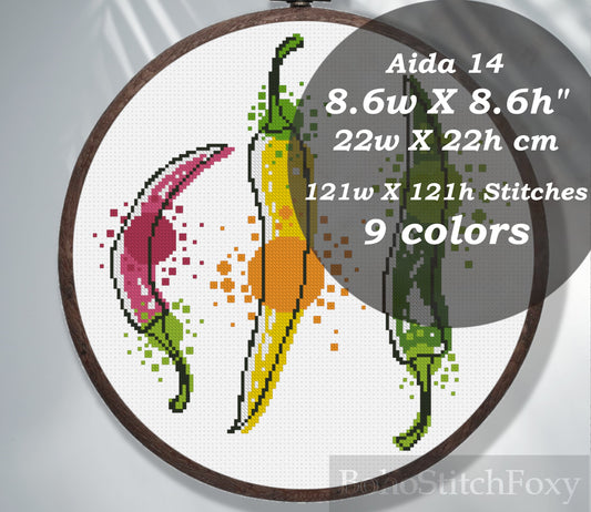 Hot chili pepper cross stitch pattern