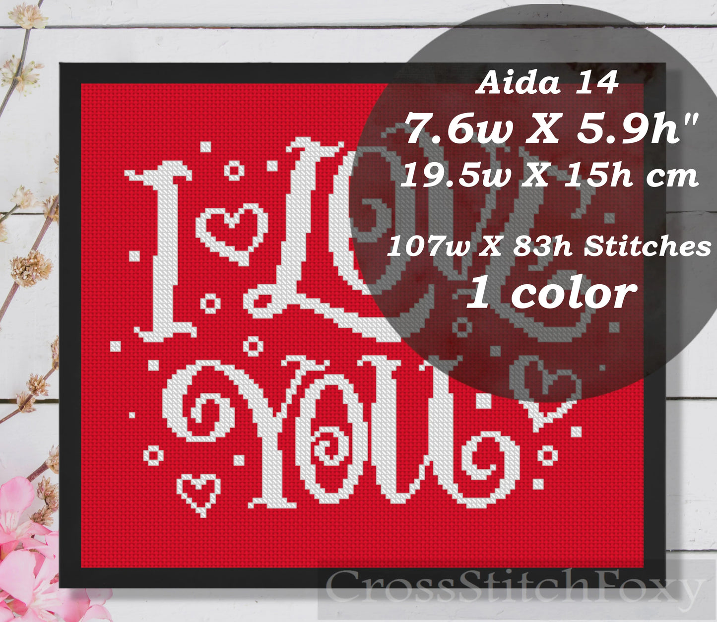 I Love You cross stitch pattern
