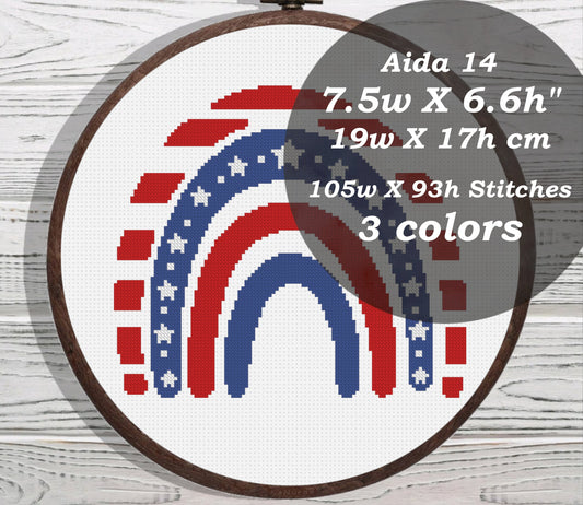 Independence day rainbow cross stitch pattern
