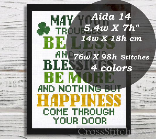 Irish blessing cross stitch pattern
