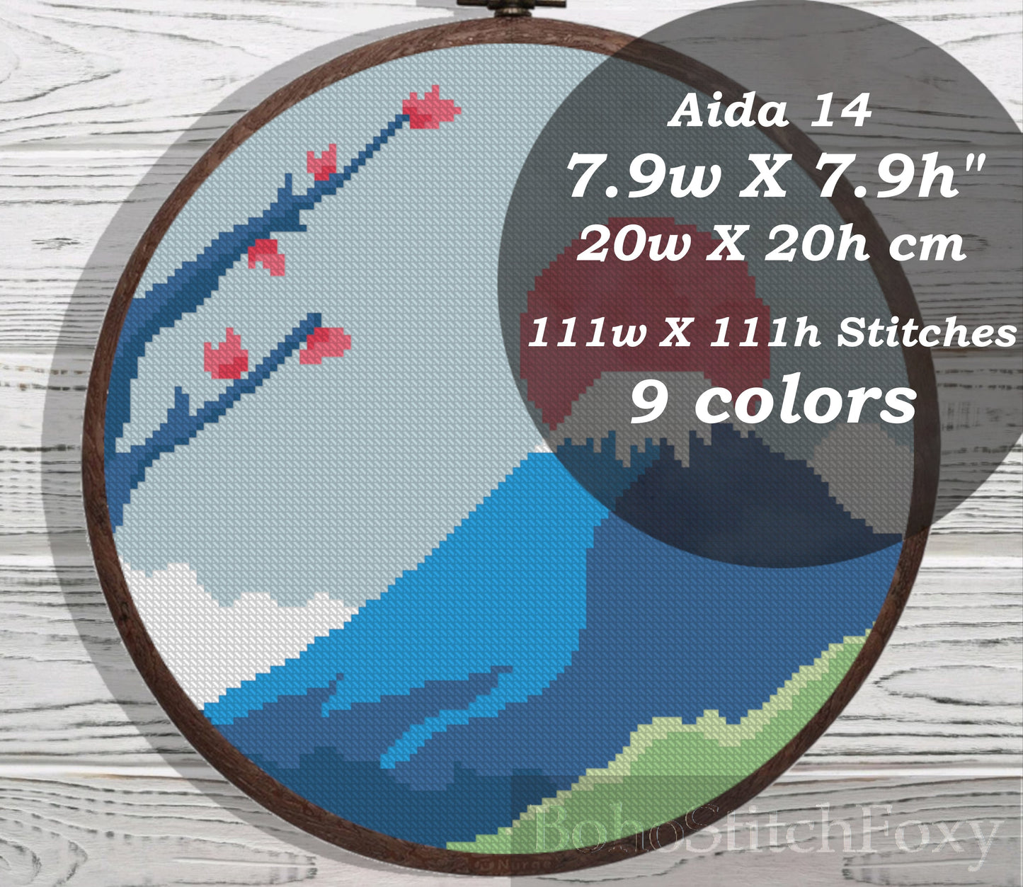 Japanese landscape cross stitch pattern