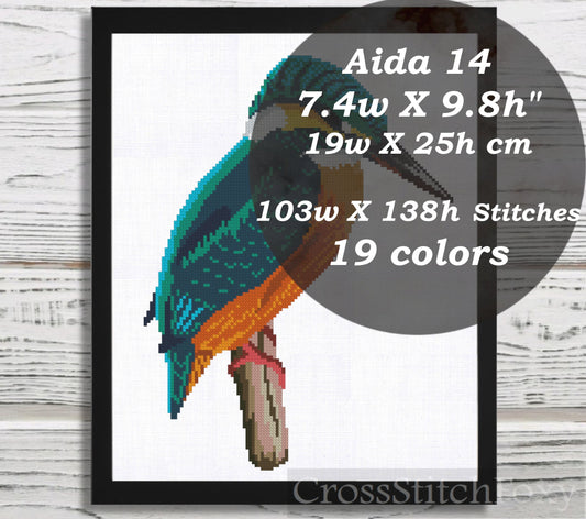 Kingfisher cross stitch pattern