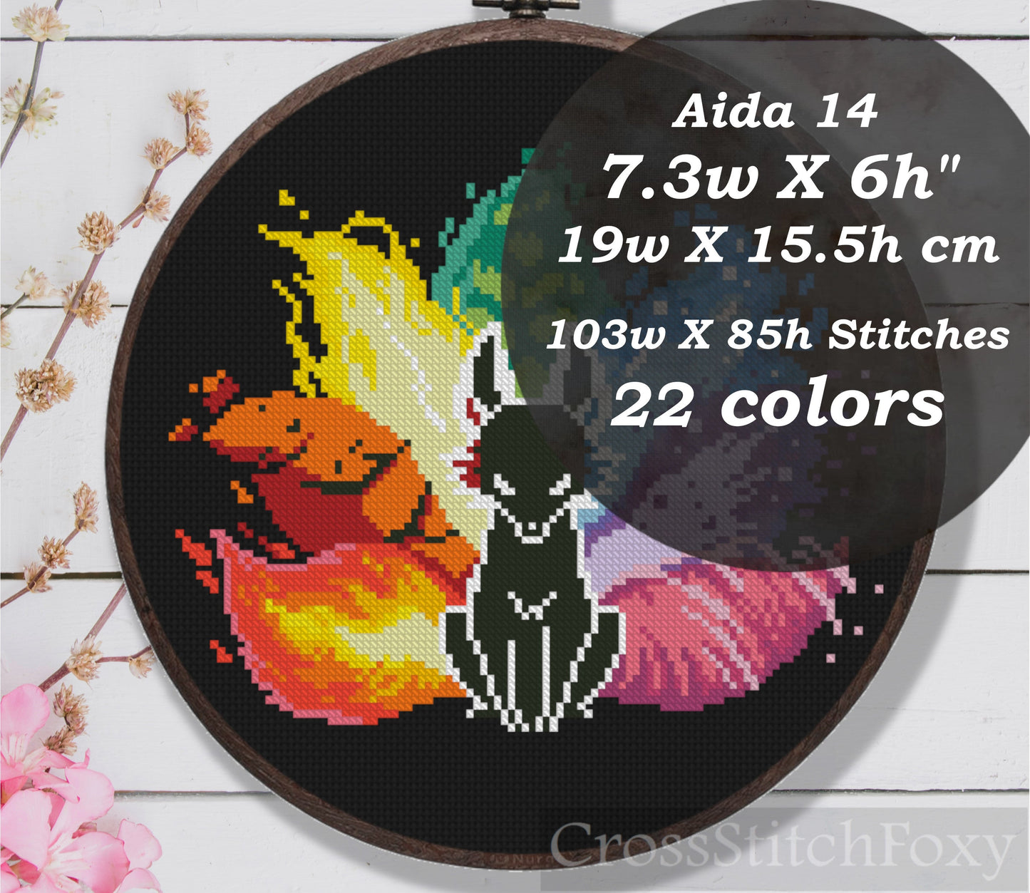 Kitsune Mystical Fox Spirit Cross Stitch Pattern PDF