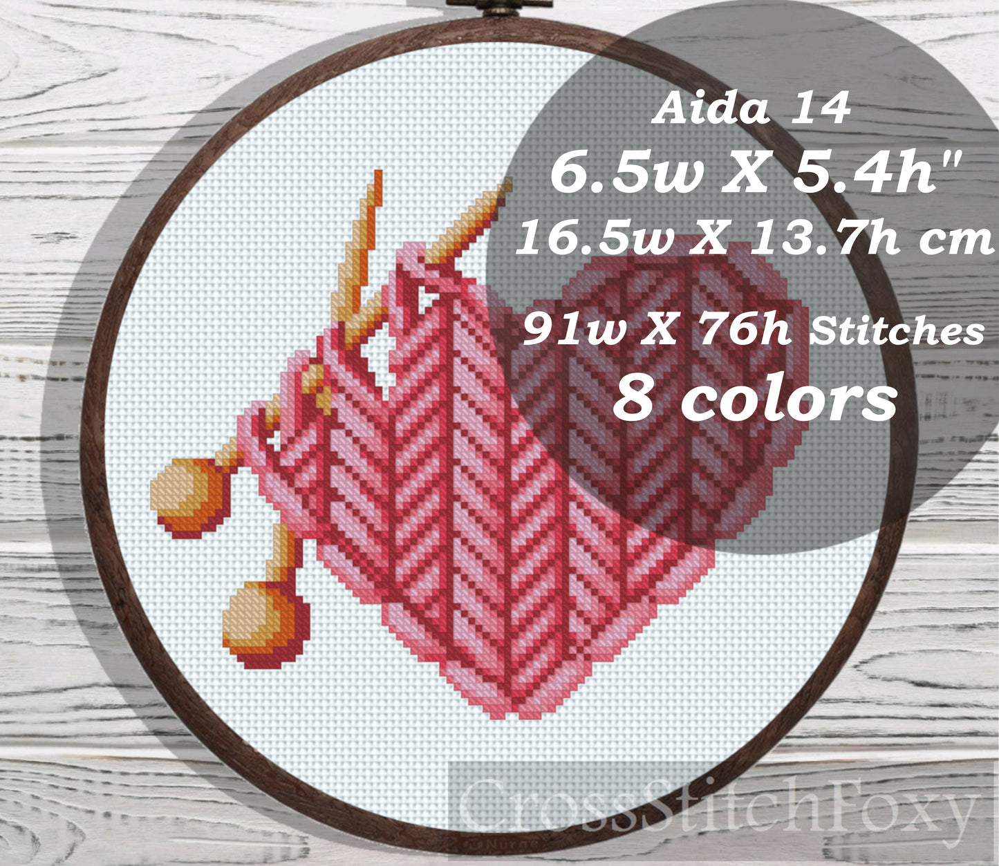 Knitted Heart cross stitch pattern