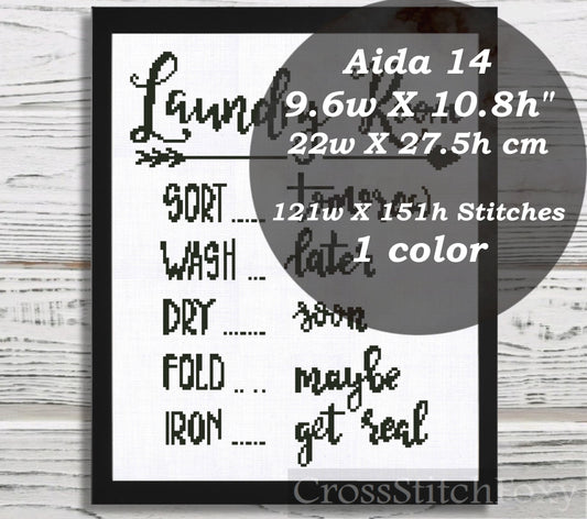 Laundry Room cross stitch pattern