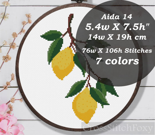 Lemon Branch Cross Stitch Pattern