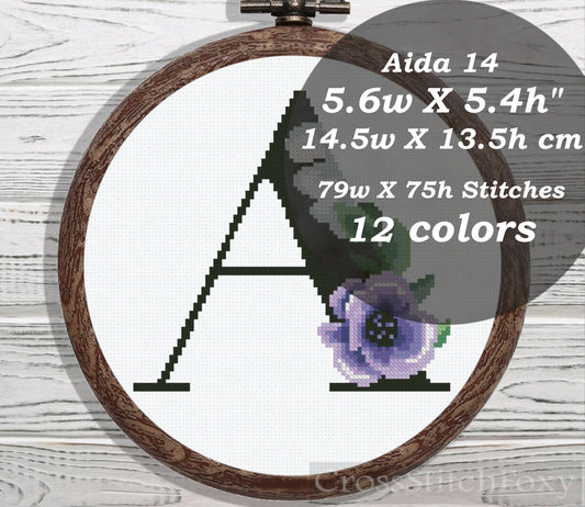 Letter A cross stitch pattern