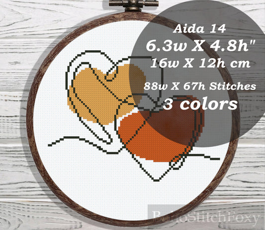 Line art hearts cross stitch pattern