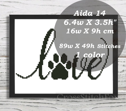 Love Paw cross stitch pattern