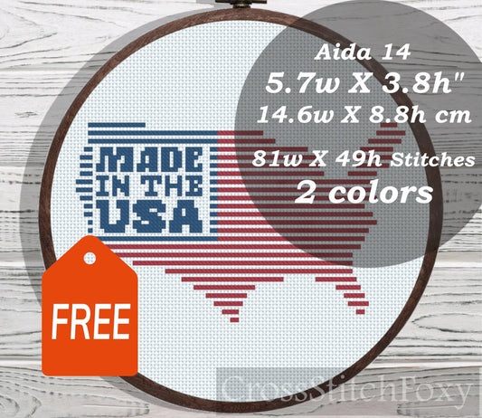 Made USA Map Cross Stitch Pattern FREE