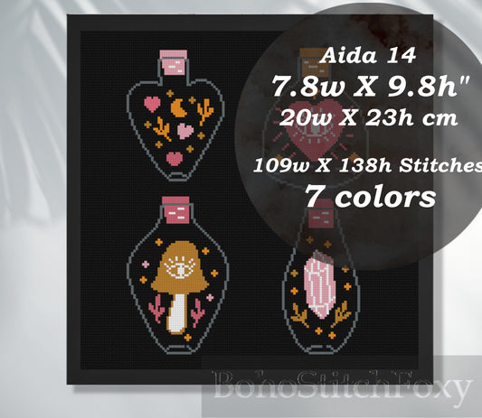 Magic Bottles cross stitch pattern