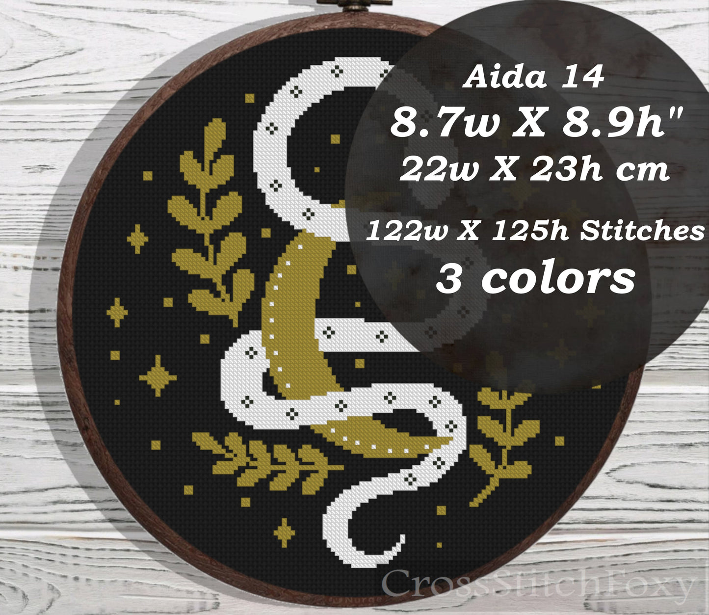 Magic Snake Moon cross stitch pattern