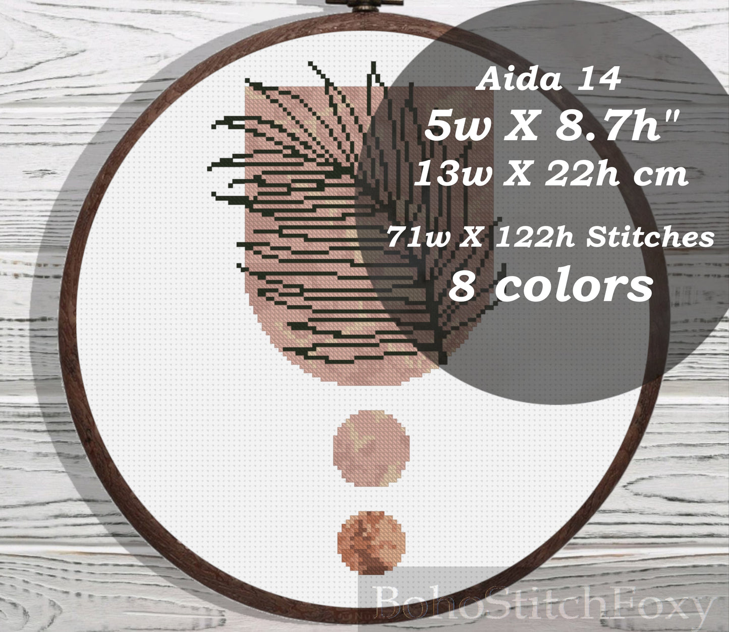 Marble boho palm leave cross stitch pattern