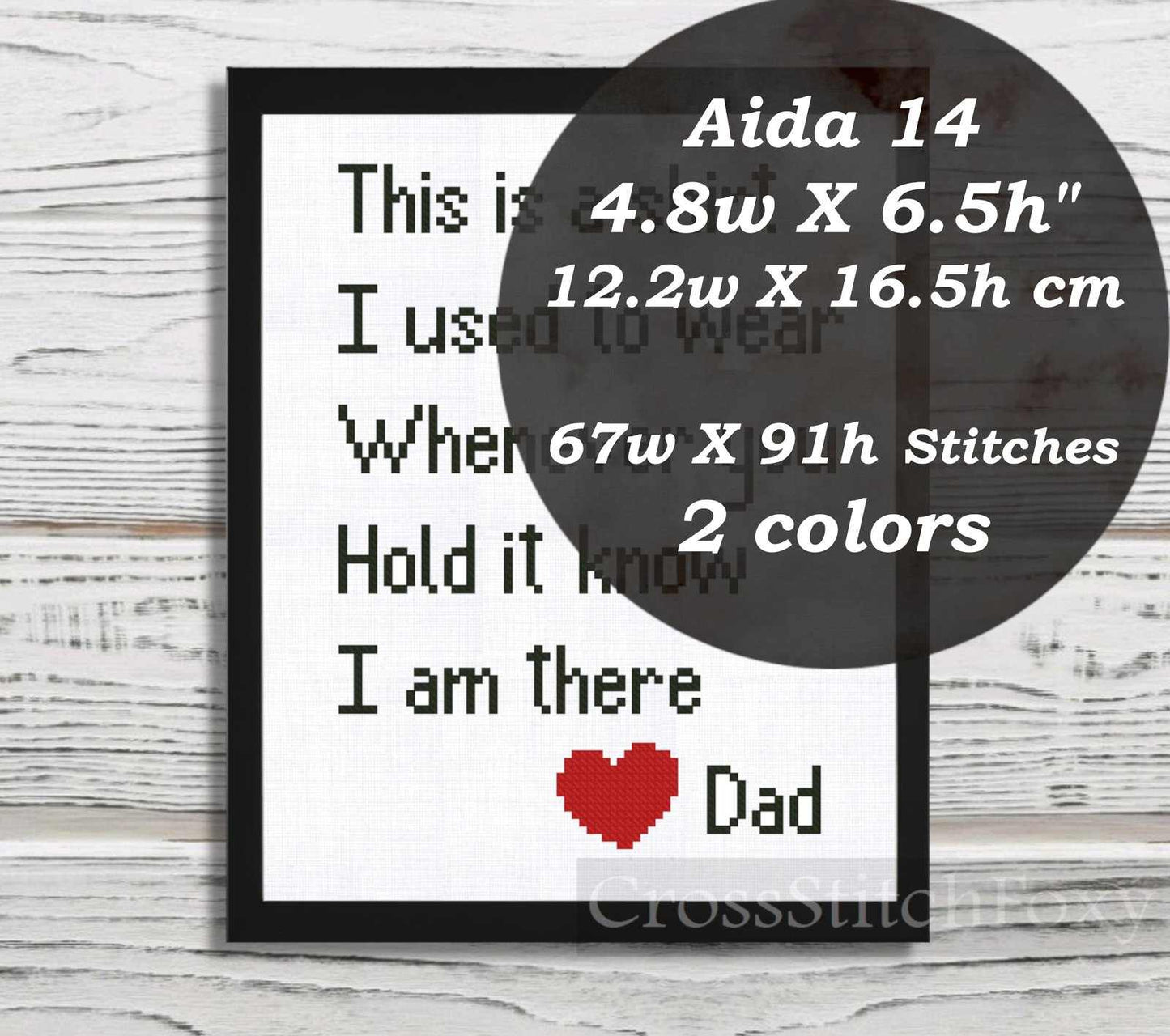 Memory Pillow Dad cross stitch pattern