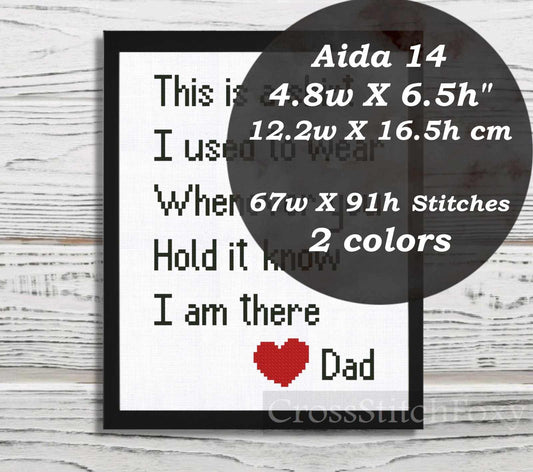 Memory Pillow Dad cross stitch pattern