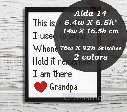 Memory Pillow Grandpa cross stitch pattern