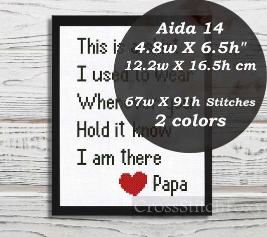 Memory Pillow Papa cross stitch pattern