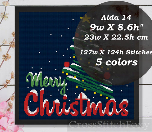 Merry Christmas Lettering cross stitch pattern