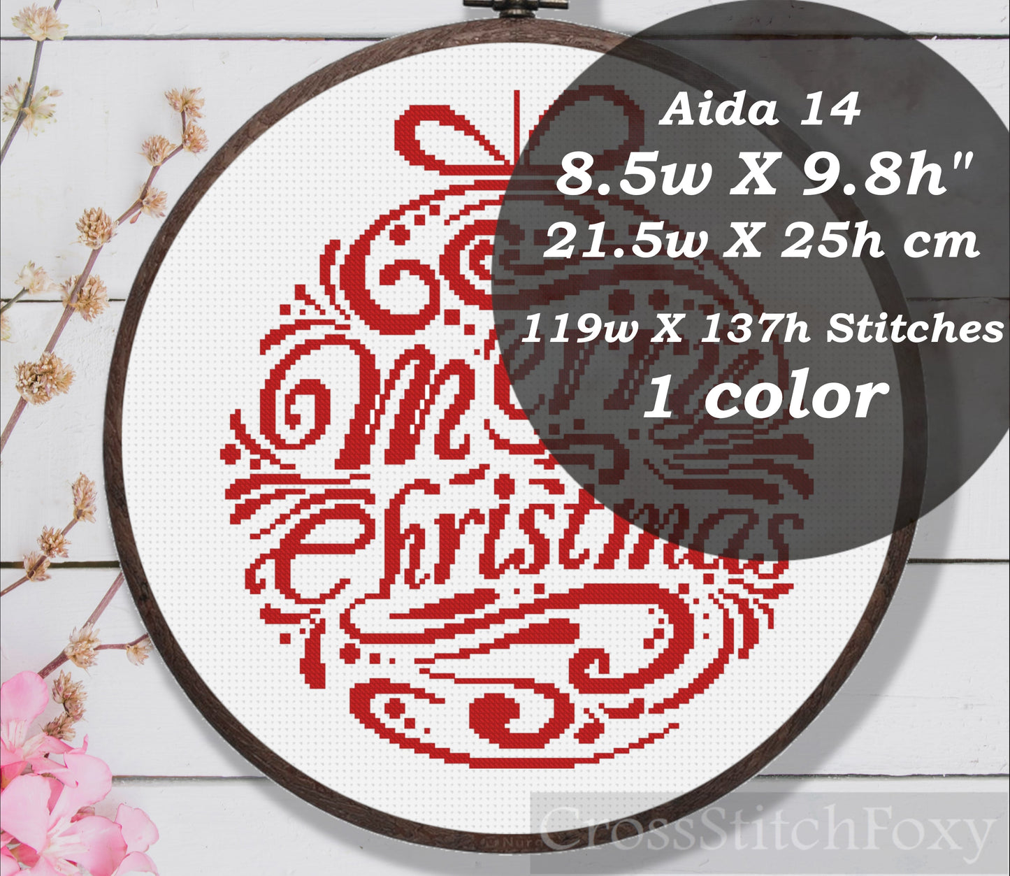 Merry Christmas Bauble cross stitch pattern