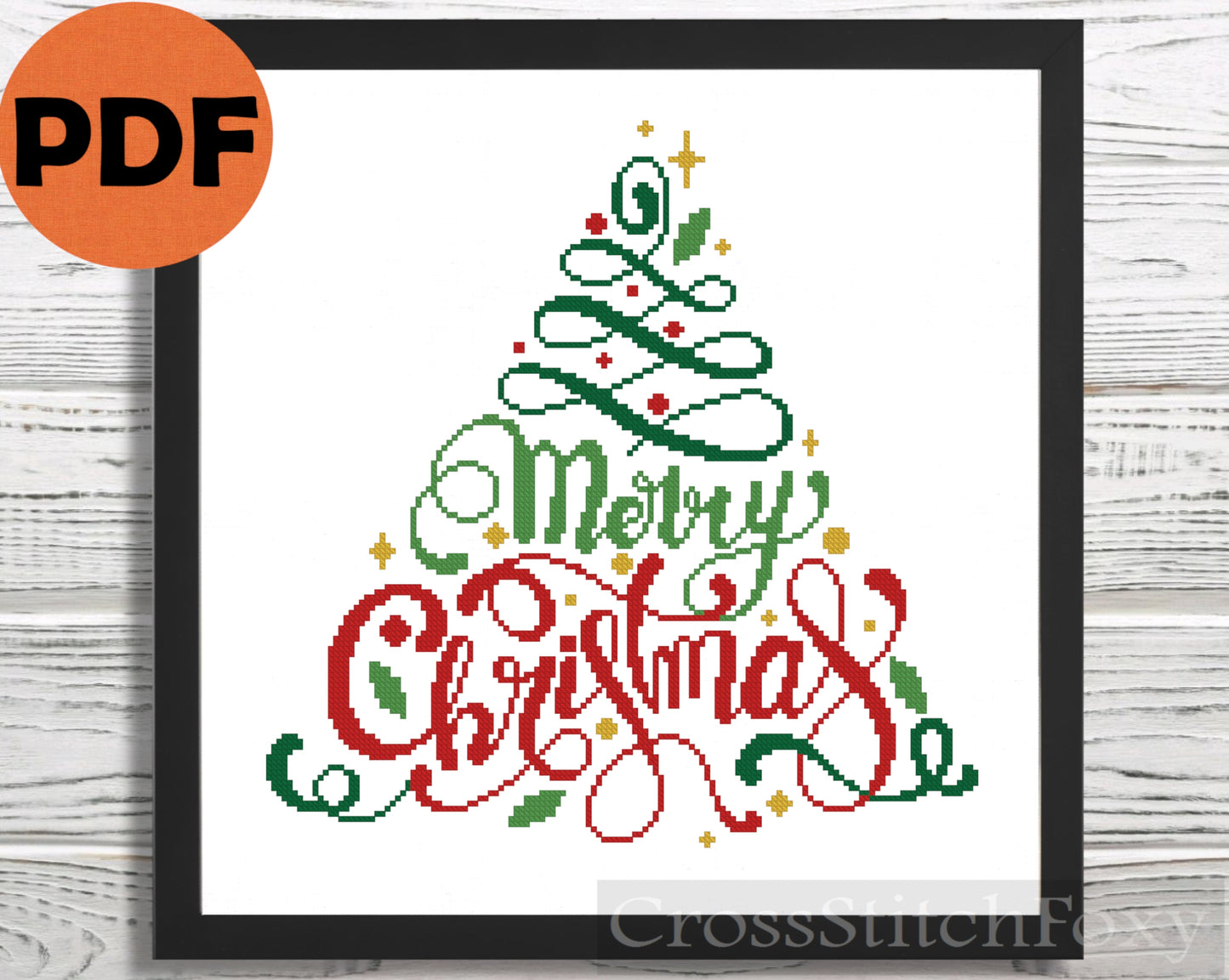Merry Christmas Lettering cross stitch pattern