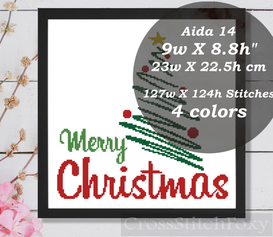 Merry Christmas Lettering cross stitch pattern