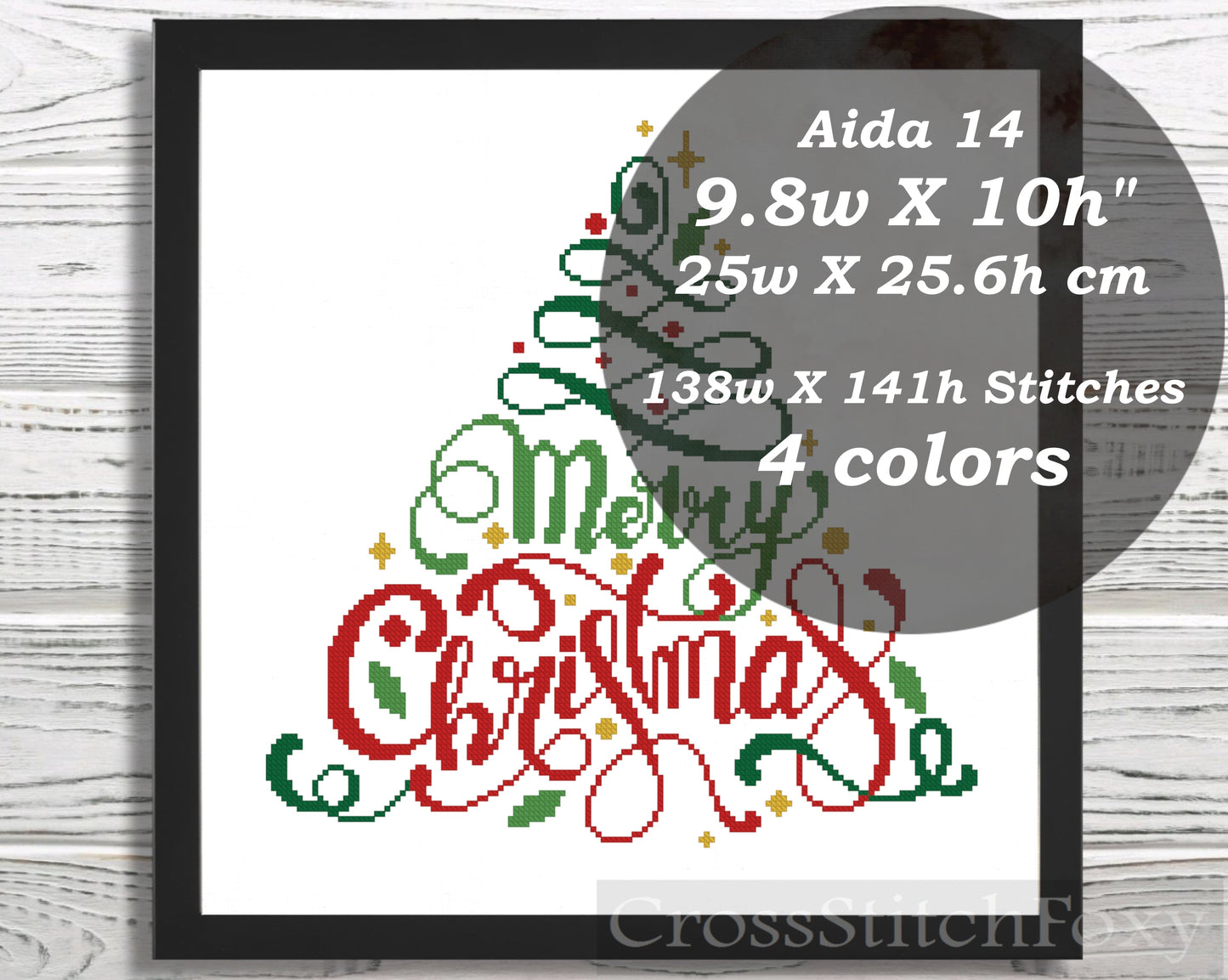 Merry Christmas Lettering cross stitch pattern