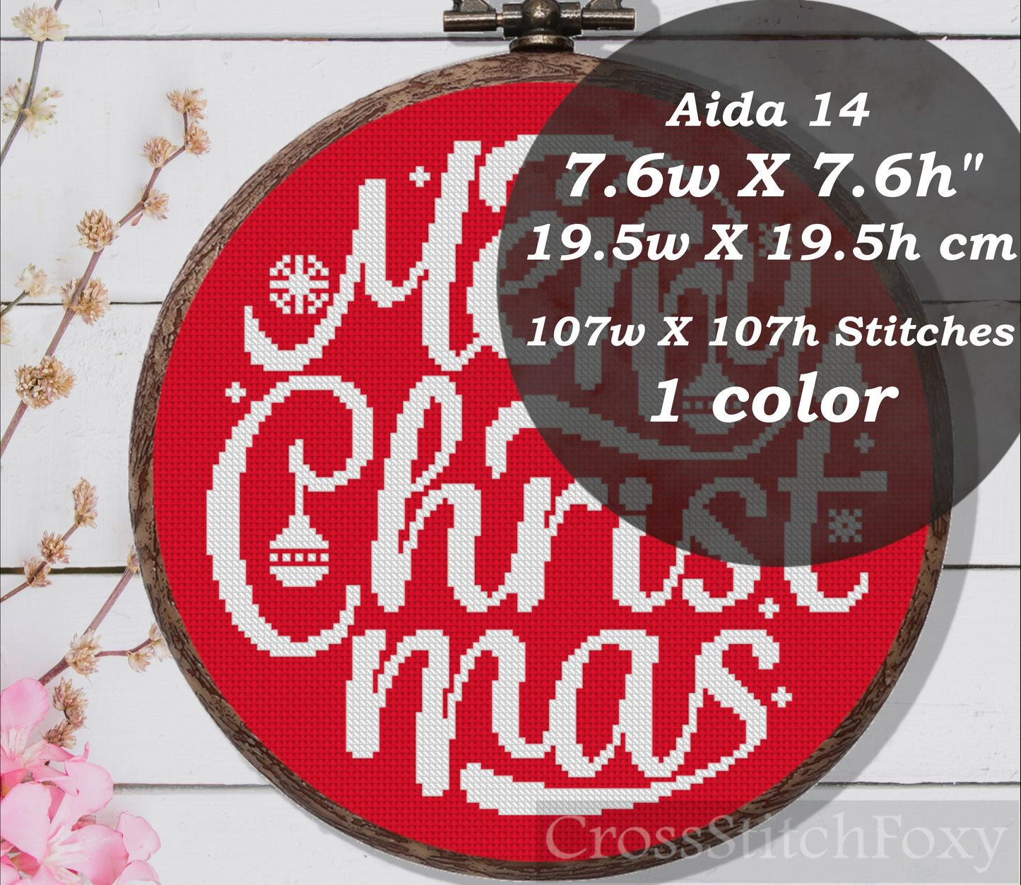 Merry Christmas cross stitch pattern