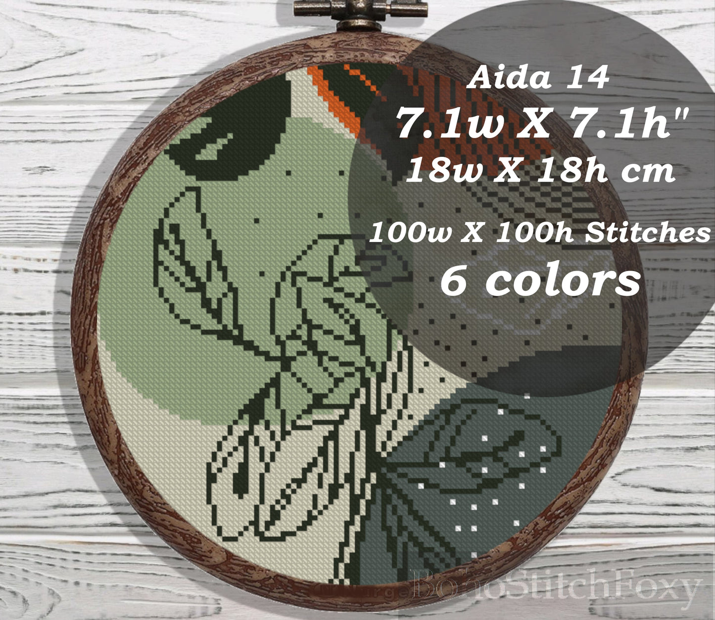 Mid century modern boho cross stitch pattern