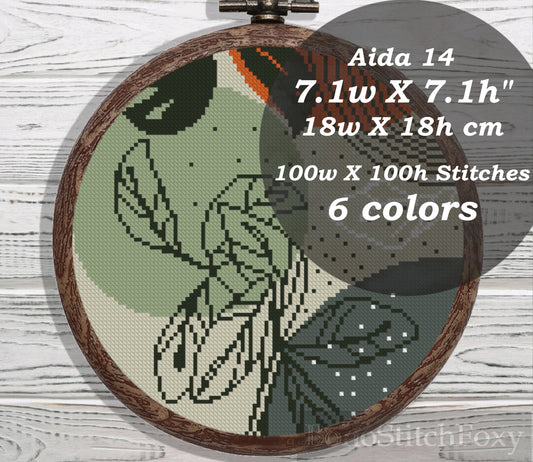Mid century modern boho cross stitch pattern
