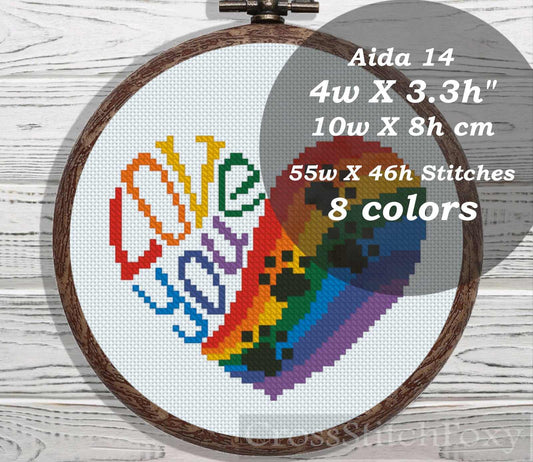 Mini Rainbow Bridge Cat Memorial cross stitch pattern