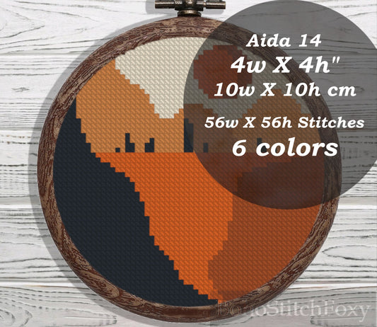 Mini mountain landscape cross stitch pattern