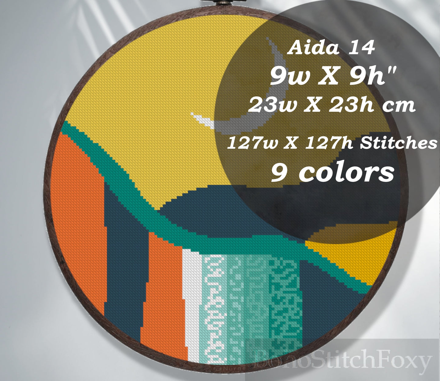 Minimal landscape cross stitch pattern