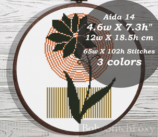 Minimalist boho flower cross stitch pattern