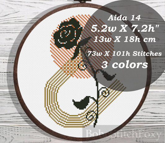 Minimalist boho rose flower cross stitch pattern