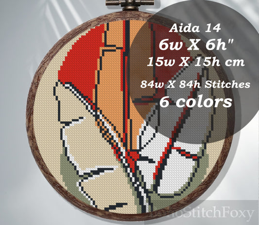 Modern abstract aesthetic leaves cross stitch pattern