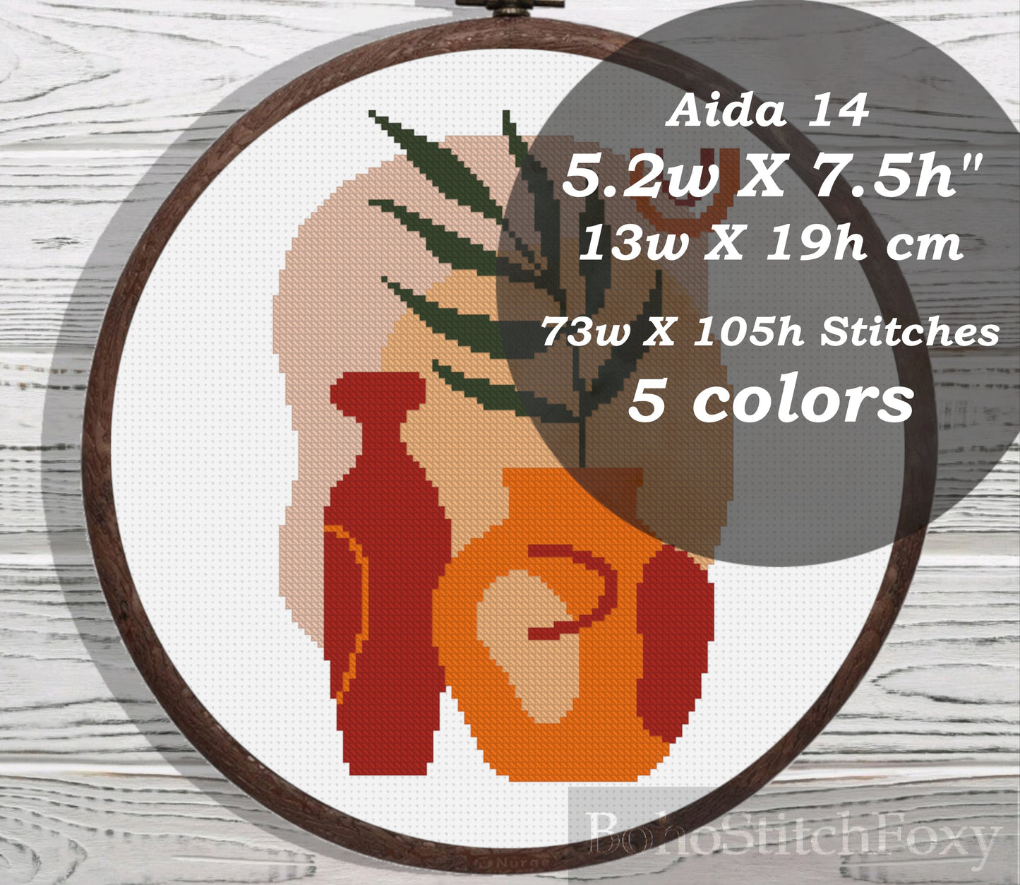 Modern abstract aesthetic pot vase cross stitch pattern