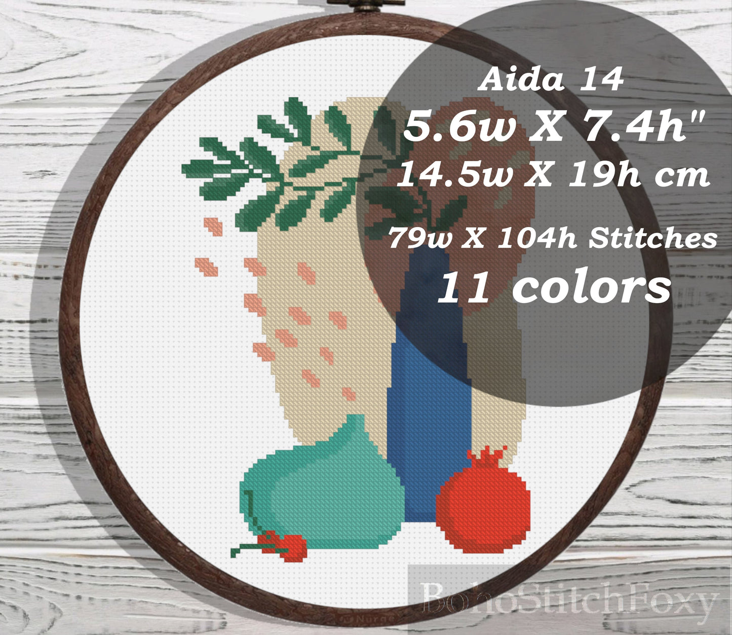 Modern abstract vases still life cross stitch pattern