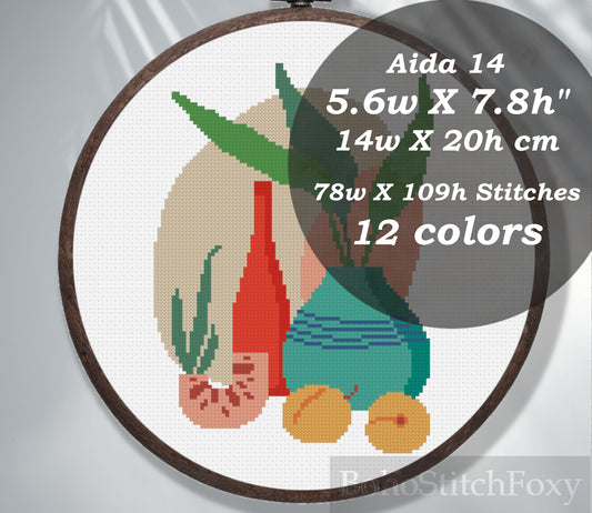 Modern abstract vases still life cross stitch pattern