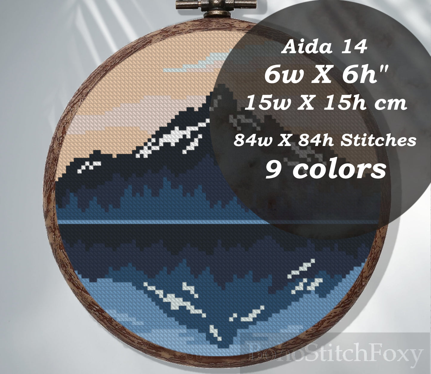 Montain and lake landscape cross stitch pattern