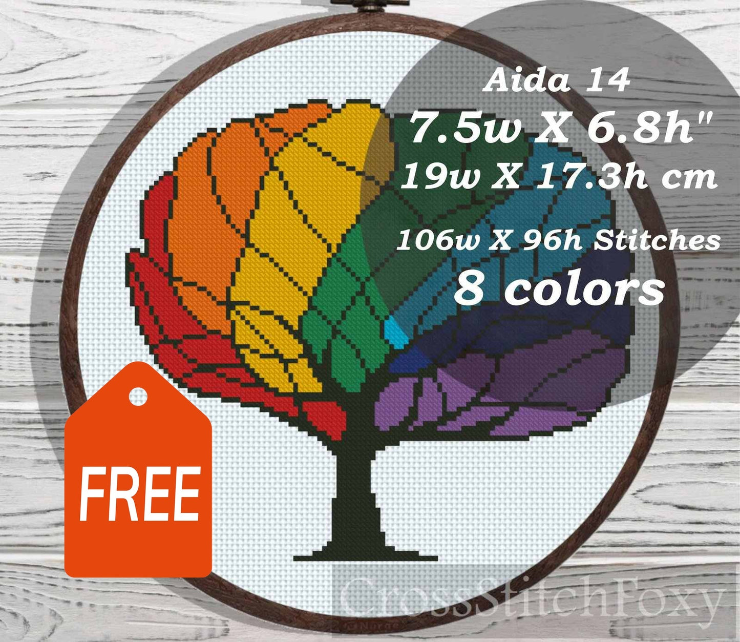 Mosaic Tree cross stitch pattern FREE