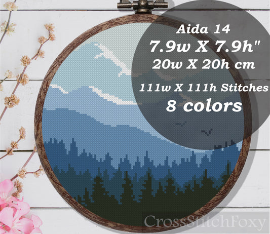 Mountain Landscape Cross Stitch Pattern