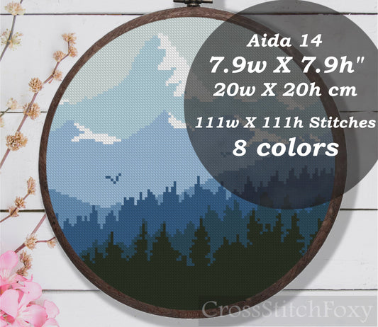 Mountain Landscape Cross Stitch Pattern