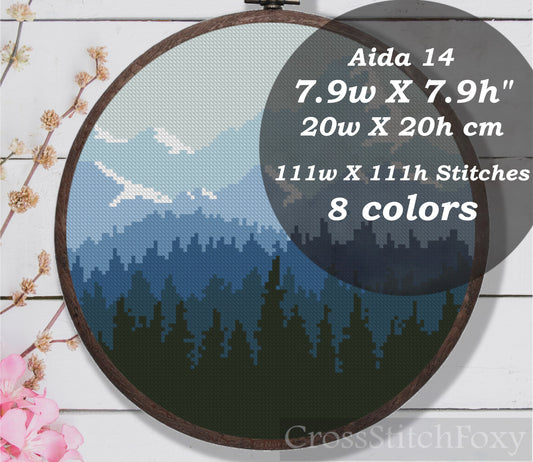 Mountain Landscape Cross Stitch Pattern