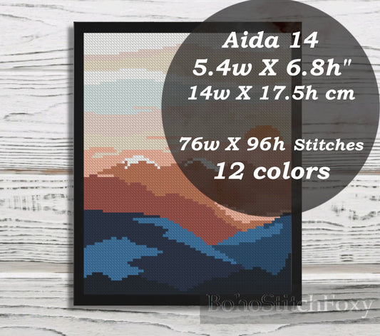 Mountain cross stitch pattern
