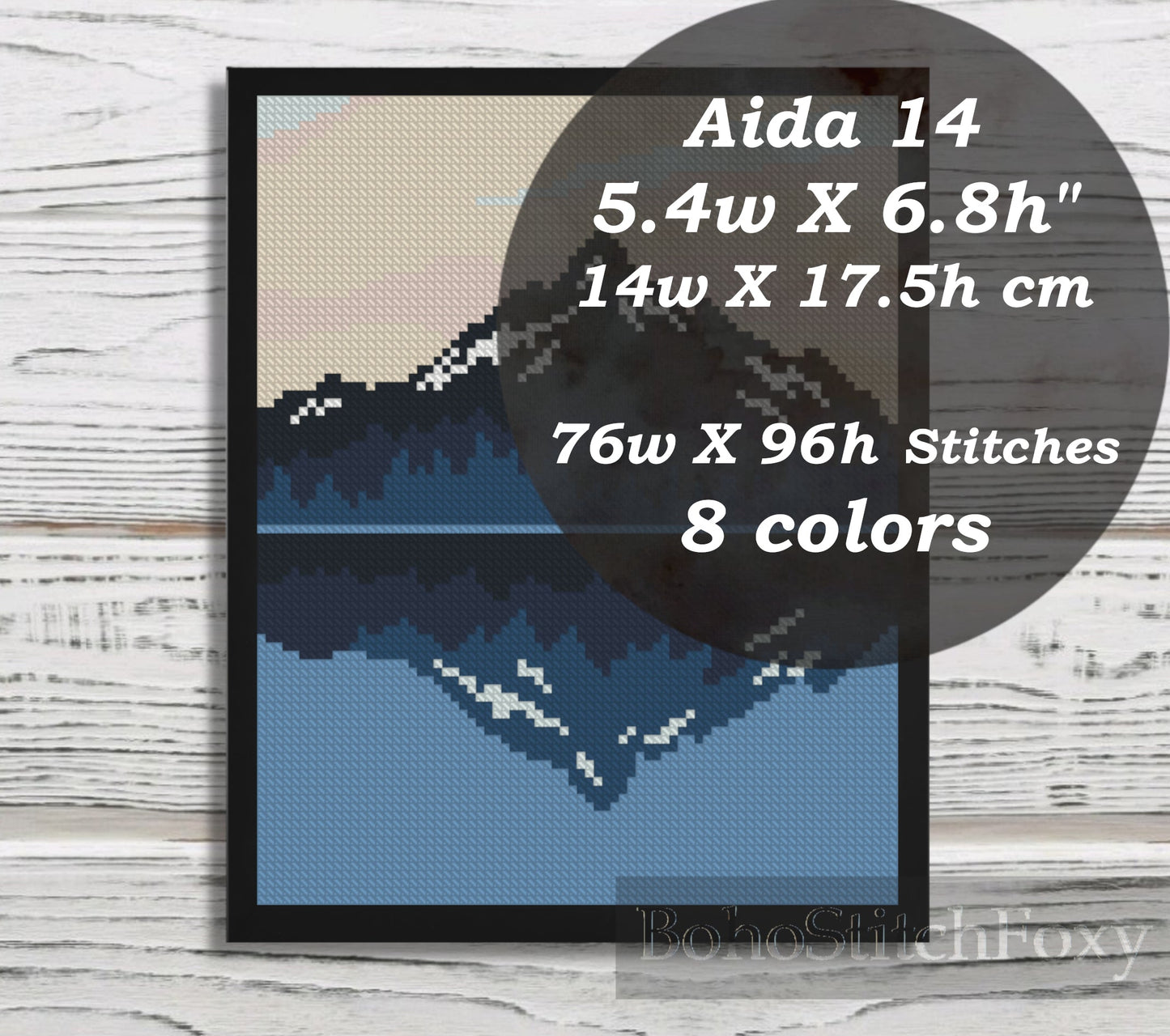 Mountain lake cross stitch pattern